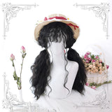 Lolita Black brown Long Wavy Curly Wig WS1058