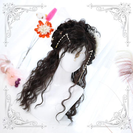 Lolita Black brown Long Wavy Curly Wig WS1058