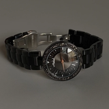 Luxury Black Full-Crystal Rotating Dial Quartz Watch for Men – Steel Bracelet Design