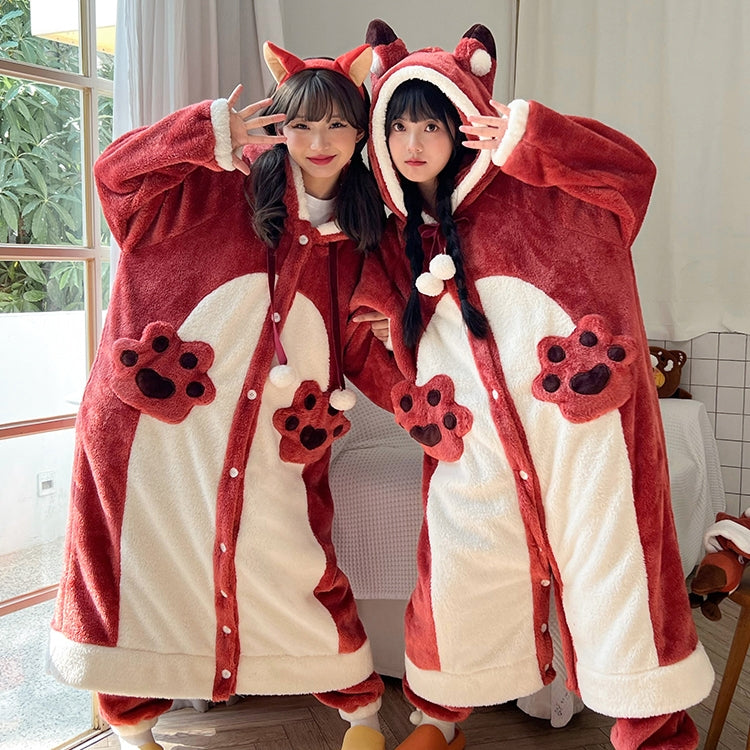 Cartoon fox plush pajamas S006