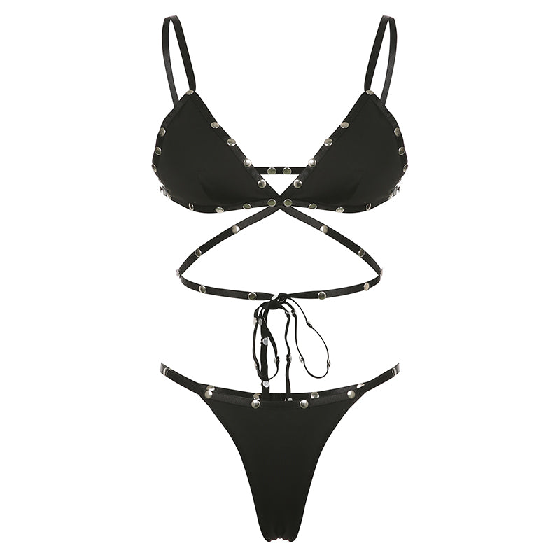 Dark style rivet bikini SS3409