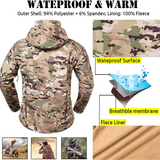 Winter Hunting Fleece-Lined Hooded Softshell Tactical Jacket