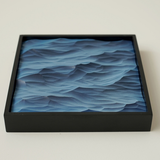 Ocean Scene Wood Carving – Handmade Solid Wood Decor with Black Frame