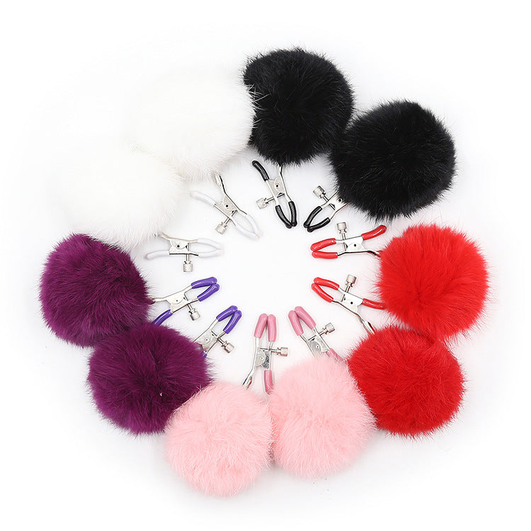 Plush bunny tail nipple clamps NC004