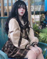 Lolita Black brown Long Wavy Curly Wig WS1058