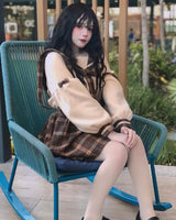 Lolita Black brown Long Wavy Curly Wig WS1058