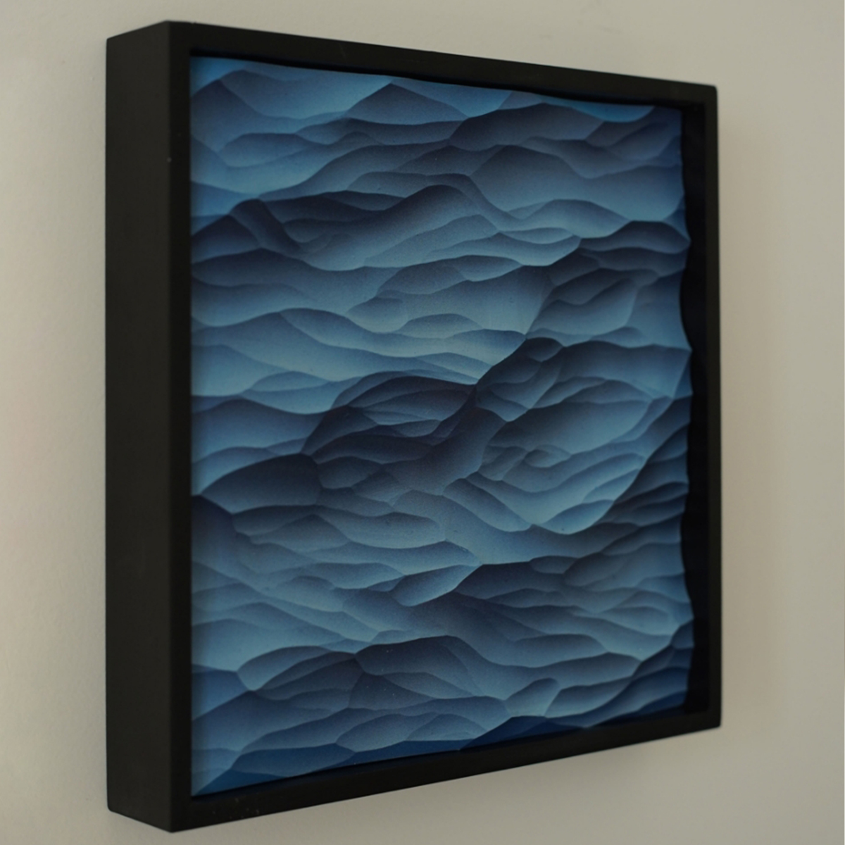 Ocean Scene Wood Carving – Handmade Solid Wood Decor with Black Frame