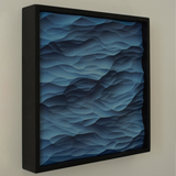 Ocean Scene Wood Carving – Handmade Solid Wood Decor with Black Frame