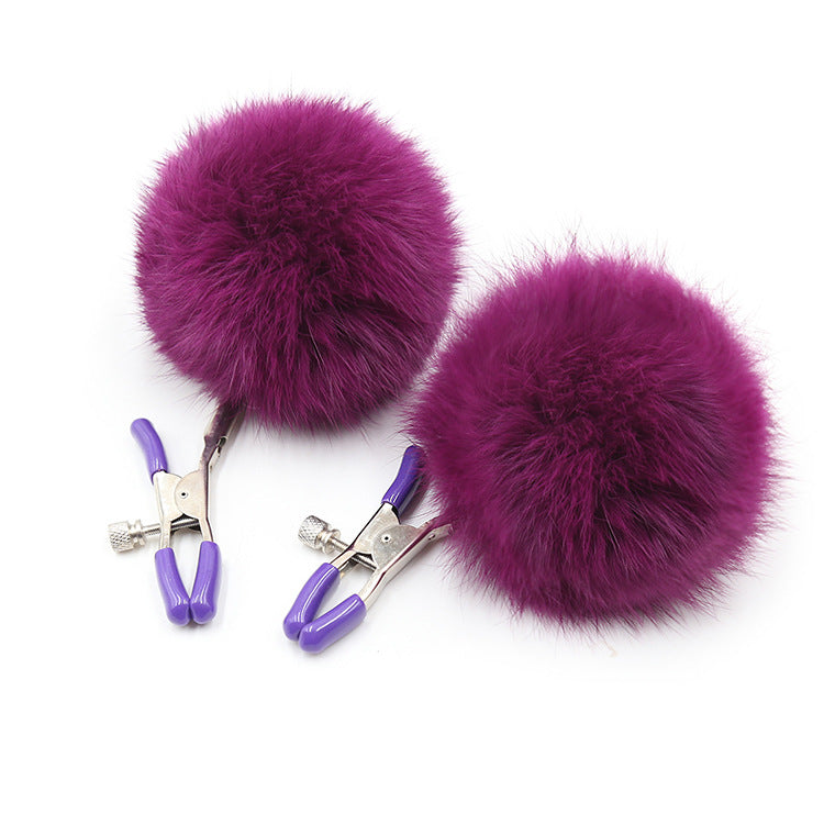 Plush bunny tail nipple clamps NC004