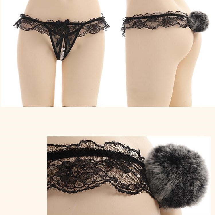 Lace bunny tail panties H289