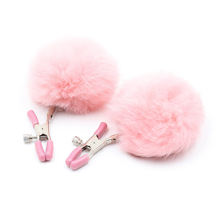 Plush bunny tail nipple clamps NC004