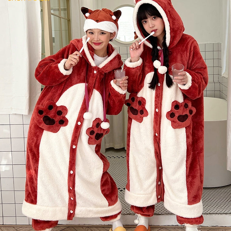 Cartoon fox plush pajamas S006