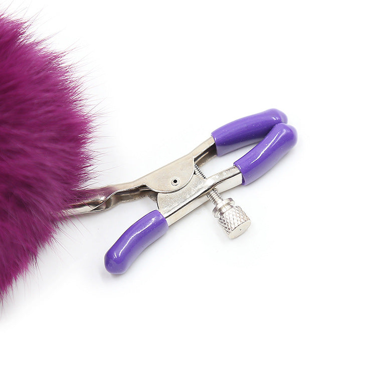 Plush bunny tail nipple clamps NC004