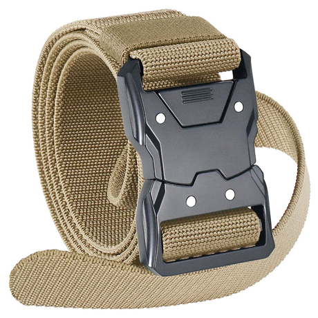 Quick Release Tactical Belt, Military Work 1.5" Nylon Web Hiking Belt with Heavy Duty Seatbelt Buckle