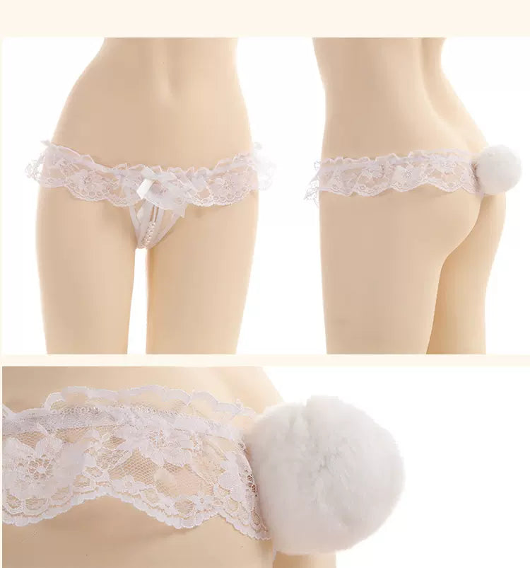 Lace bunny tail panties H289