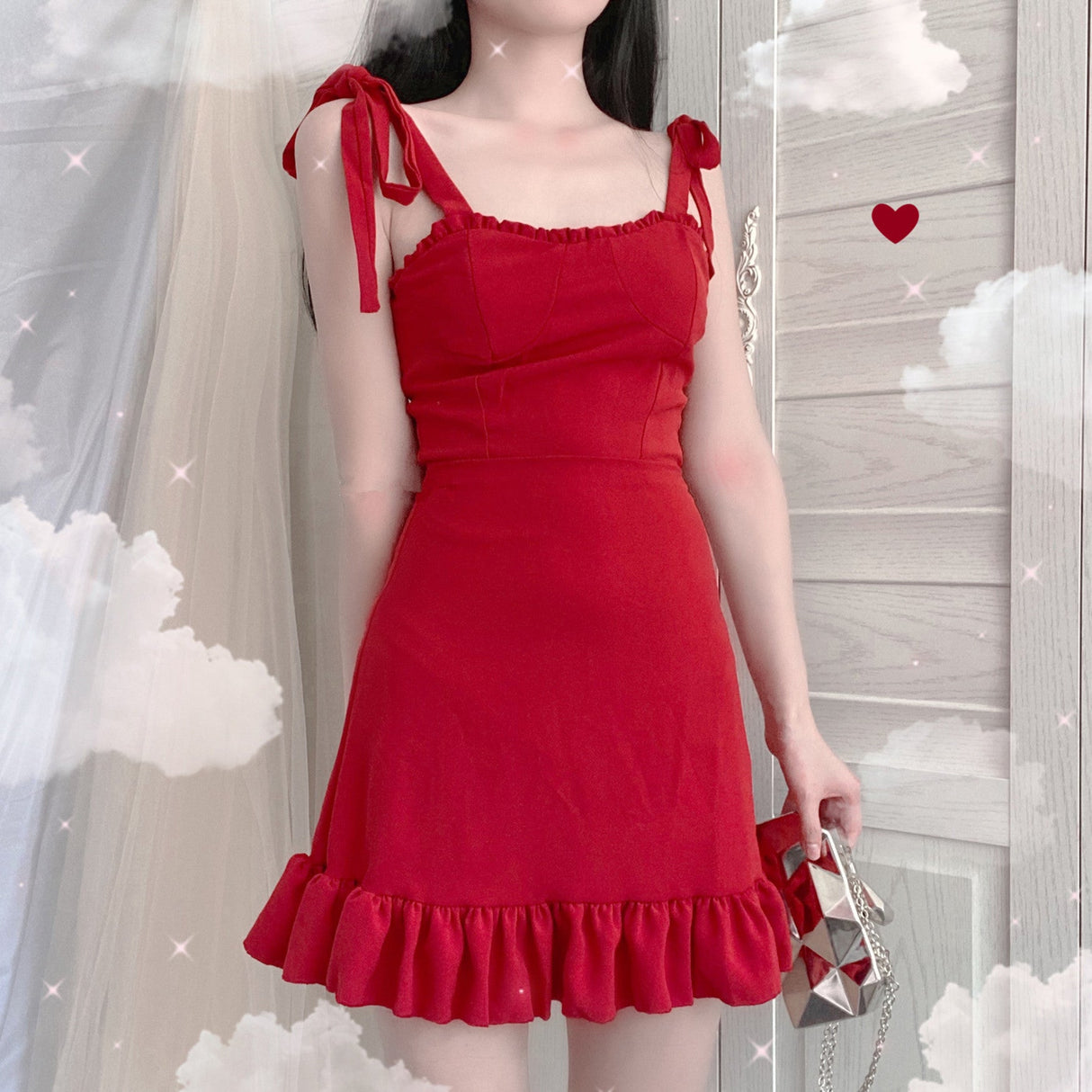 Naughty cute little red dress with bow SS2308