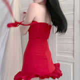 Naughty cute little red dress with bow SS2308