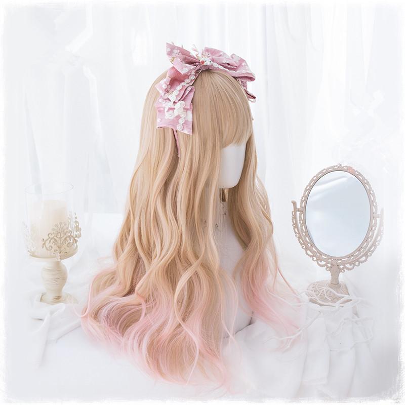 Lolita Orange Pink Curly Wigs WS1092