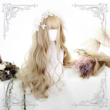 Lolita Gold white Curly Wig WS1021