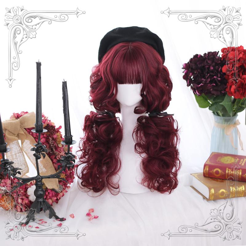 Lolita mid-length curly red wig  WS1272