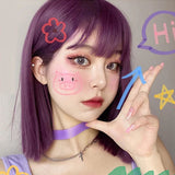 Purple sweet and cute mid-length straight wig WS2193