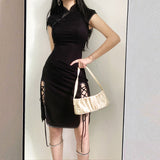 Buttoned cheongsam tie dress SS2618