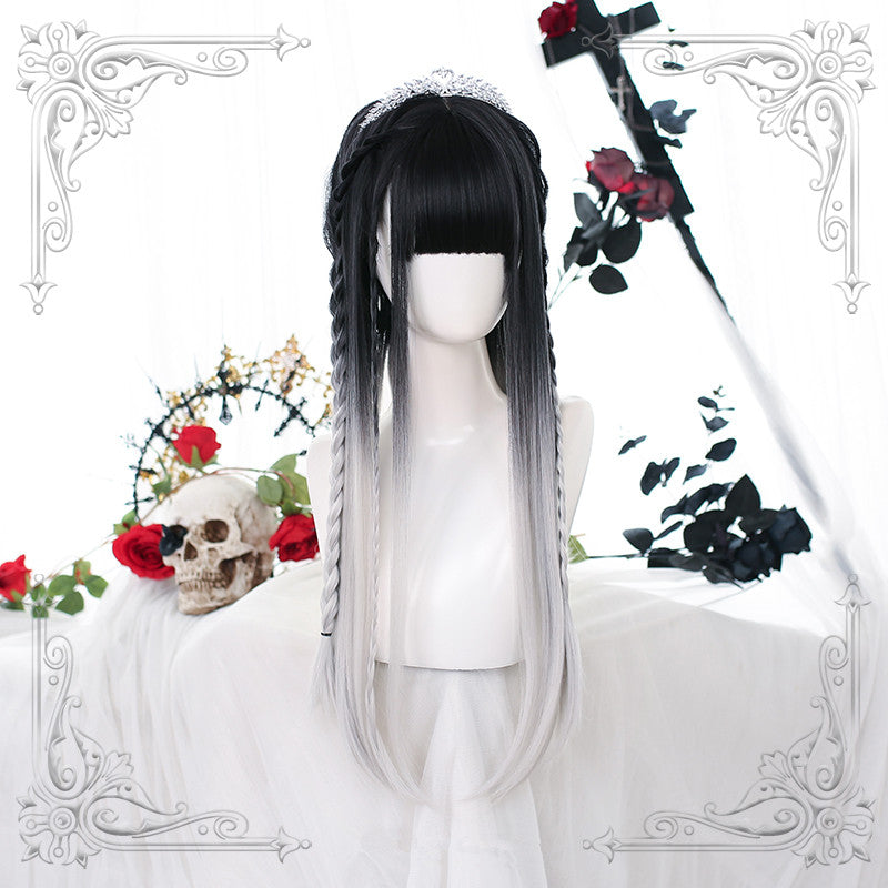 Harajuku soft girl Lolita black and white gradient wig WS2168