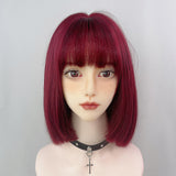 Lolita cute burgundy short wig WS2237