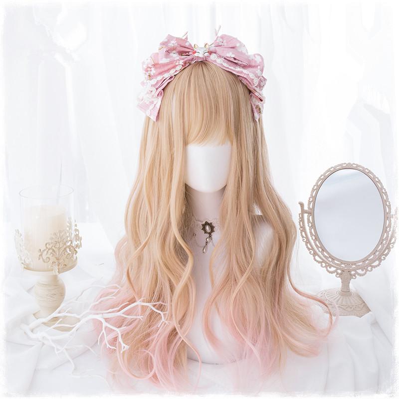 Lolita Orange Pink Curly Wigs WS1092