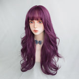 Cute purple long curly wig WS2274