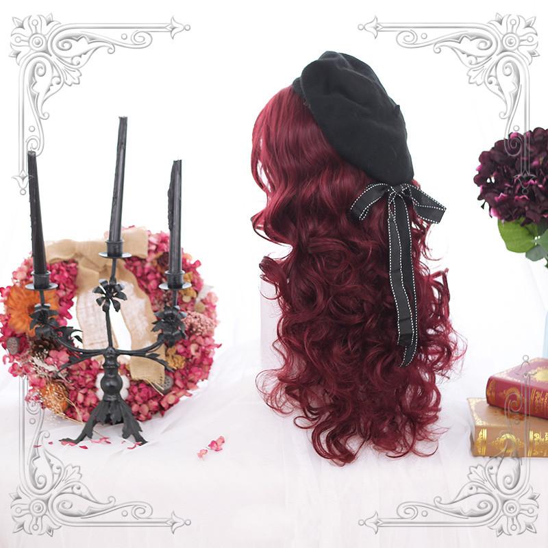 Lolita mid-length curly red wig  WS1272