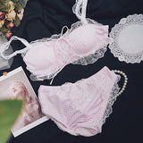 Cute and cute check lace bra set SS2247