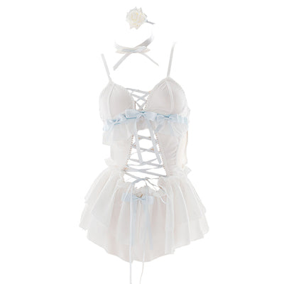 Angel Blue Flower Married Girl Sling Dress SS1143