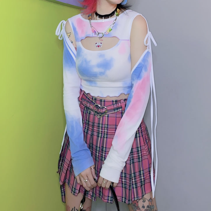 J2K hollow tie-dye top SS2059