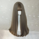 Temperament Aoki Linen Gray Long Curly Wig  WS1155