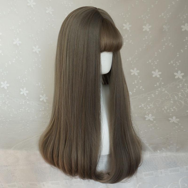 Temperament Aoki Linen Gray Long Curly Wig  WS1155