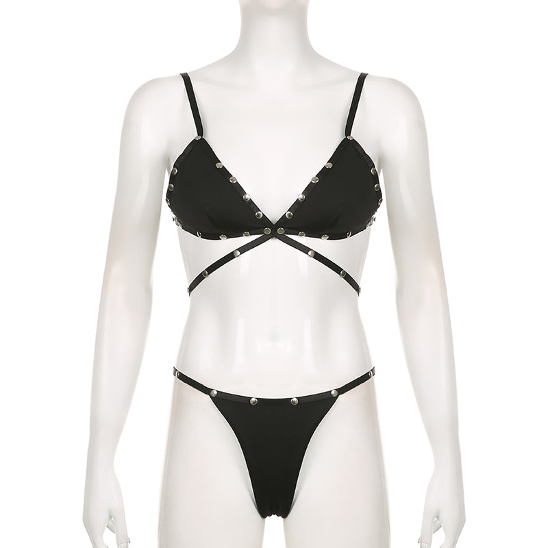 Dark style rivet bikini SS3409