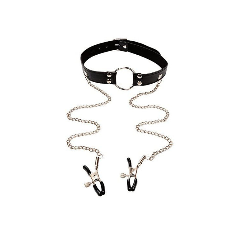 Sm Leather Breast-Baring Breast Clip Set M009