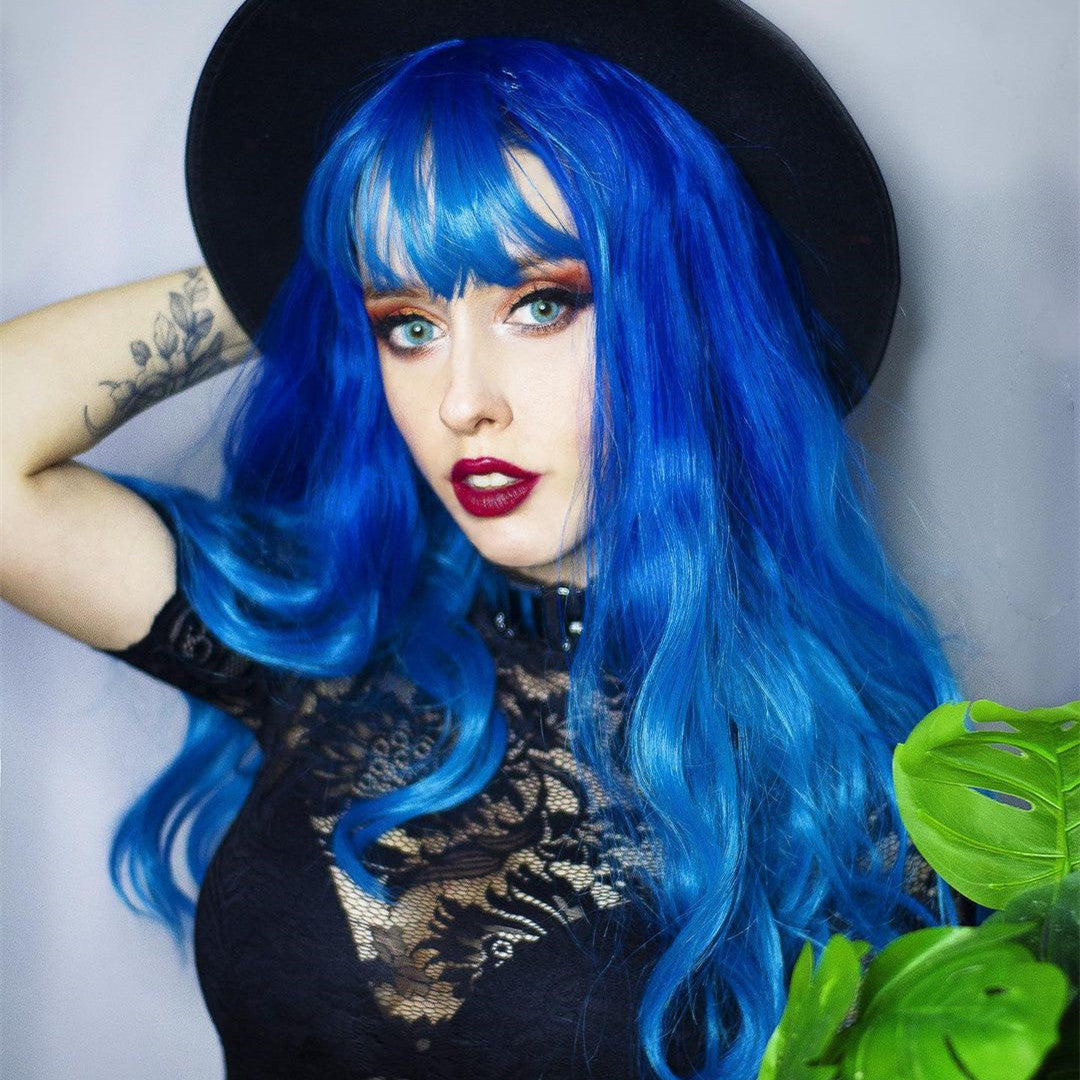 Lolita Dark Blue Long Curly Wig  WS1012