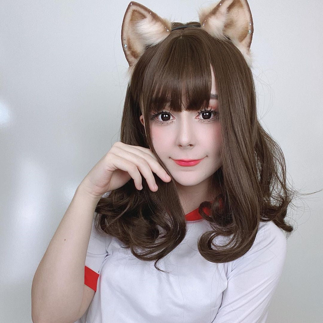 Lolita Brown Slightly Curly Wig  WS1053