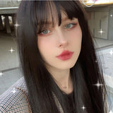 Comic bangs black long straight wig  WS2271